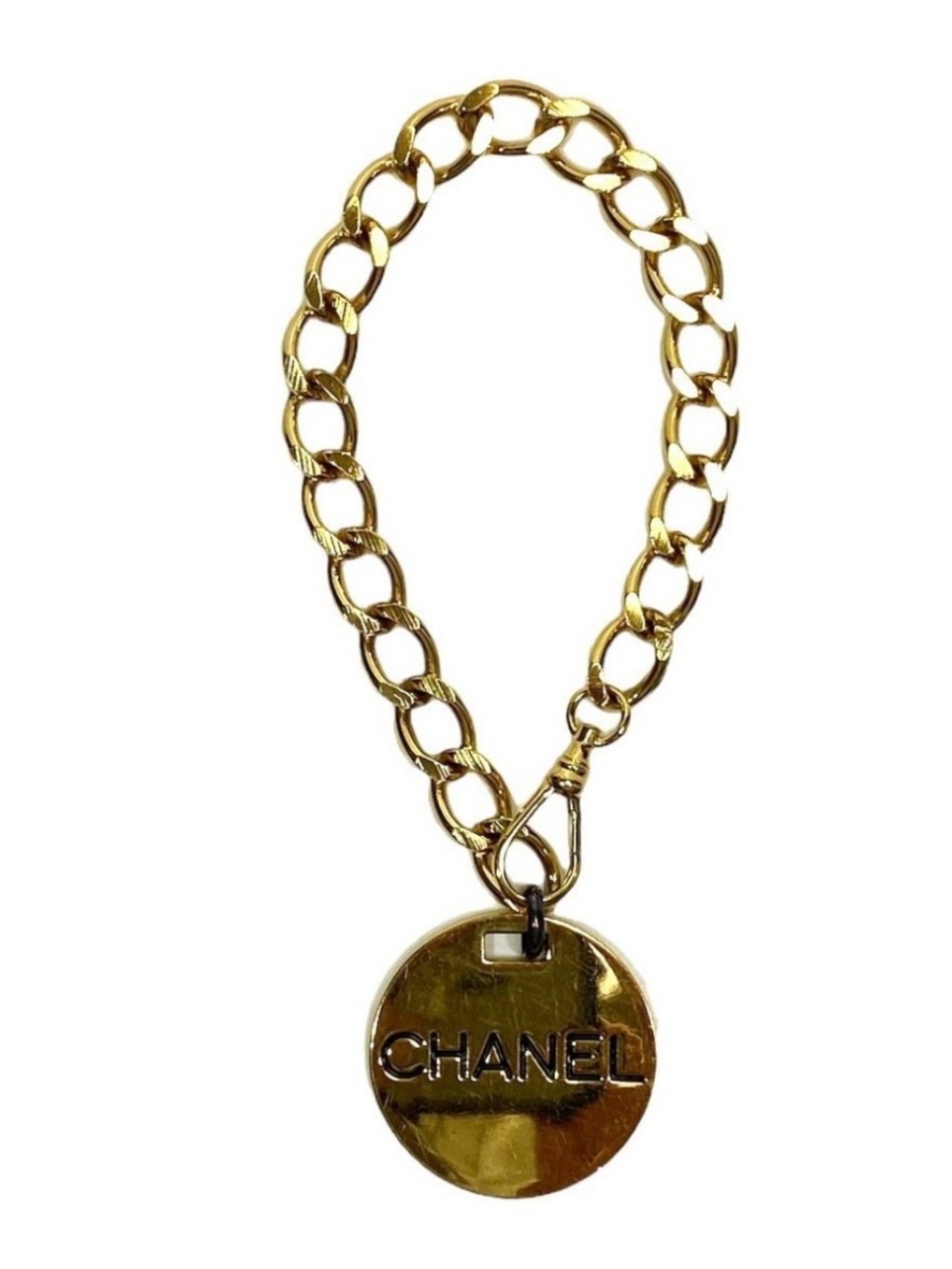 Authentic Vintage CHANEL Gold Chain CHANEL PARIS Medallion Bag Charm Keychain